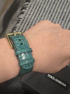 Dolce & Gabbana Emerald Green Exotic Leather Bracelet